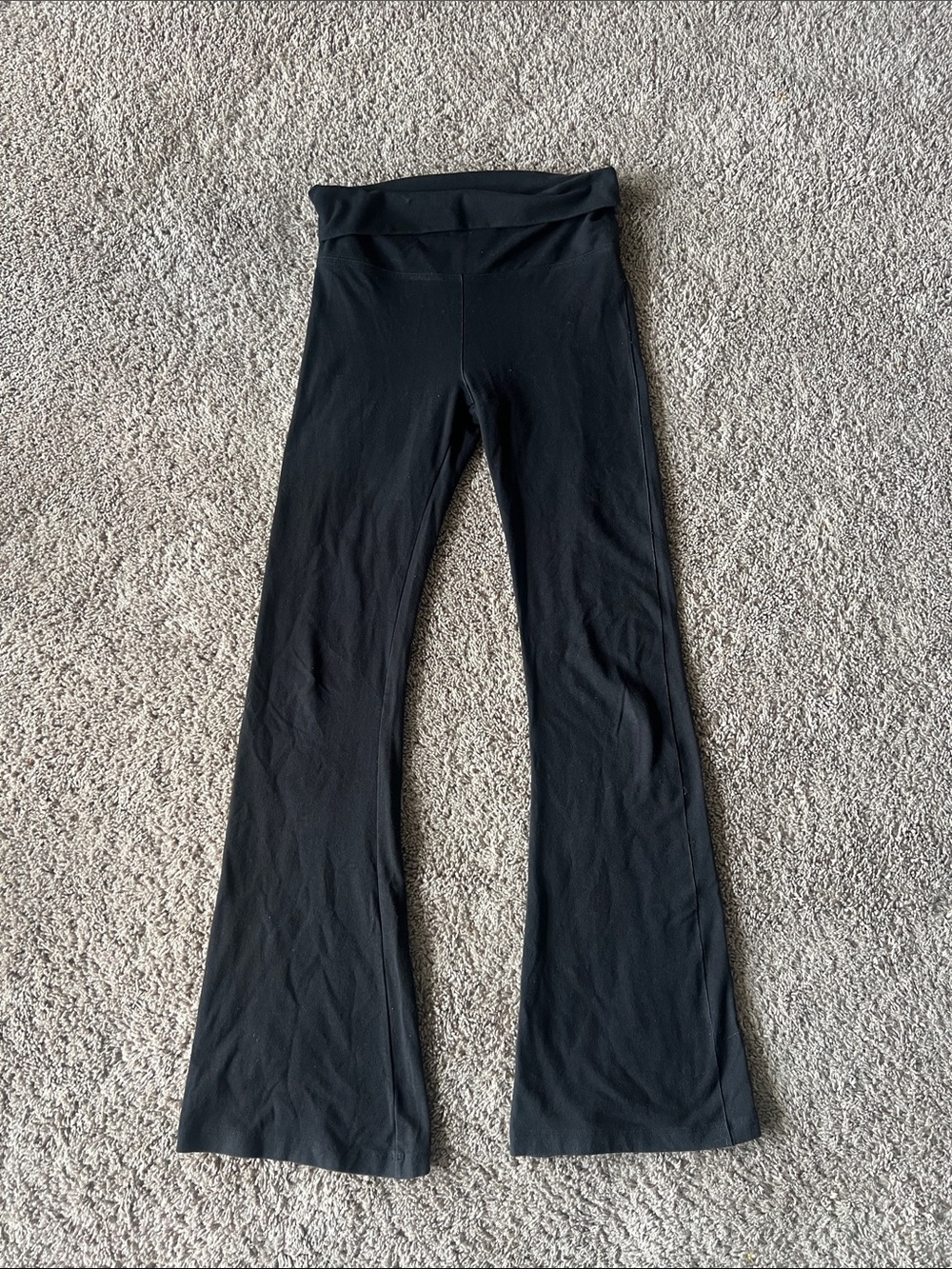 PINK Victoria's Secret Black Flare Foldover Leggings Y2K Flowy Pants